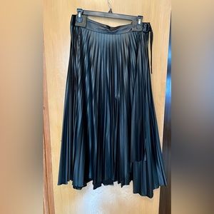 Zara Leather pleated shirt with belt tie